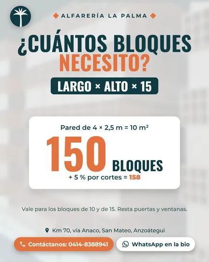 Post de Instagram: cuántos bloques necesito, largo × alto × 15